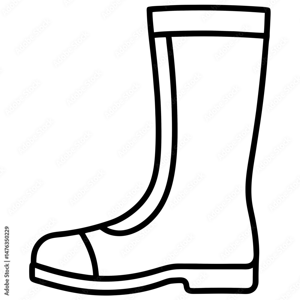 Simple Black Rain Boots Silhouette Vector on White Background Simple Black Rain Boots Silhouette Vector on White Background