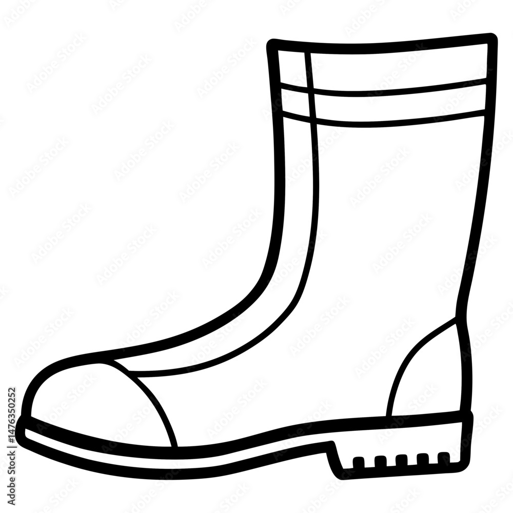 Simple Black Rain Boots Silhouette Vector on White Background Simple Black Rain Boots Silhouette Vector on White Background