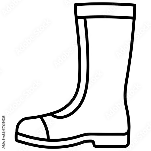 Simple Black Rain Boots Silhouette Vector on White Background