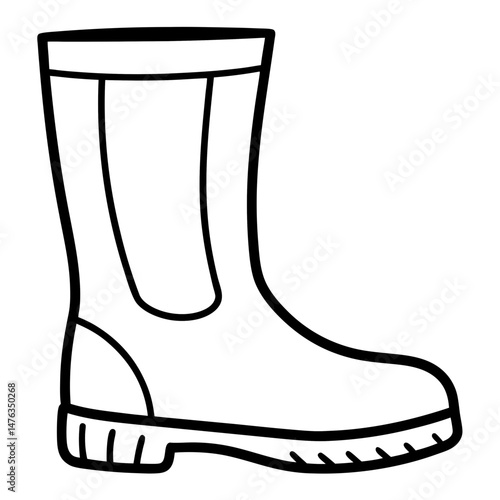 Simple Black Rain Boots Silhouette Vector on White Background