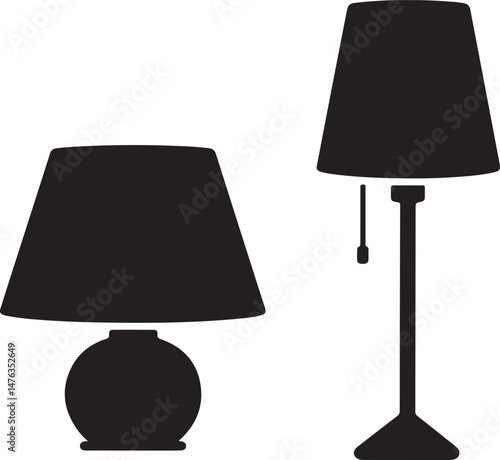 Table lamps silhouette icon vector, table lamp vector illustration