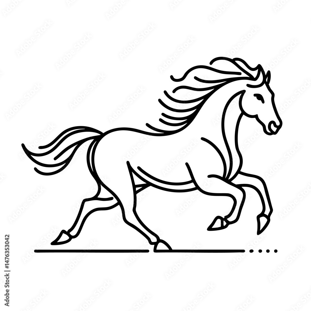 Galloping Horse Line Art Minimalist Vector Illustration Galloping Horse Line Art Minimalist Vector Illustration
