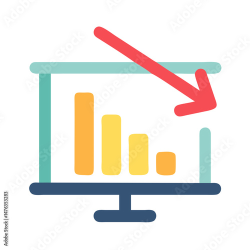  Chart Icon Representing Decrease in Financial Value