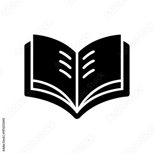 open book study glyph icon vector illustration