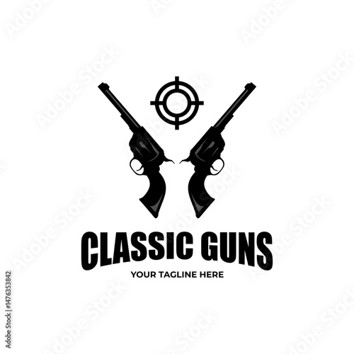 classic guns shooting target logo design