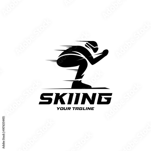 skiing sport logo design abstract