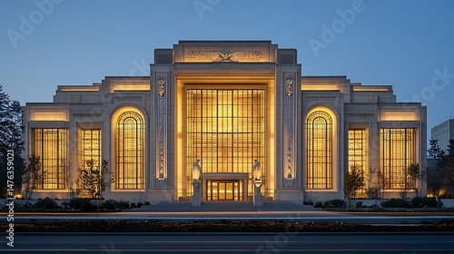 Majestic illuminated government building at night high resolution picture