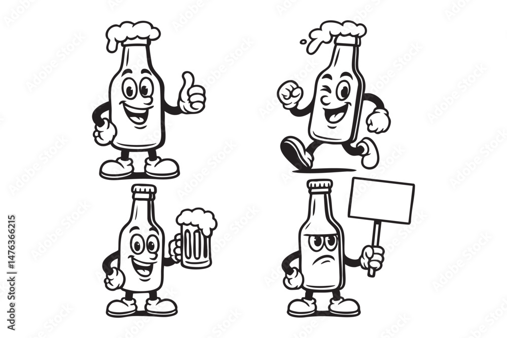 beer bottle funny cartoon set mascot vector illustration
beer bottle funny cartoon set mascot vector illustration