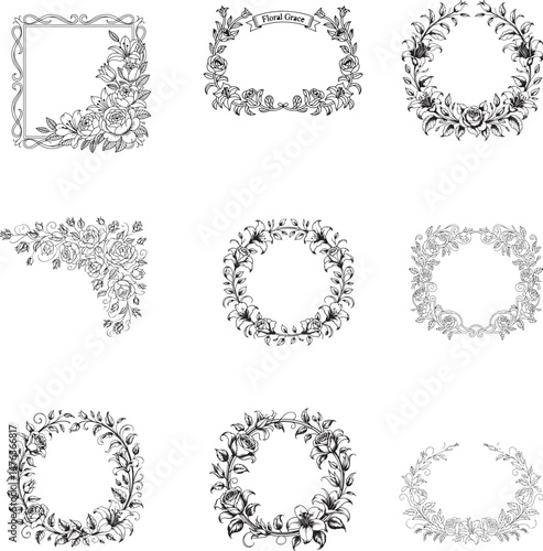 Vector set of decorative frame elements