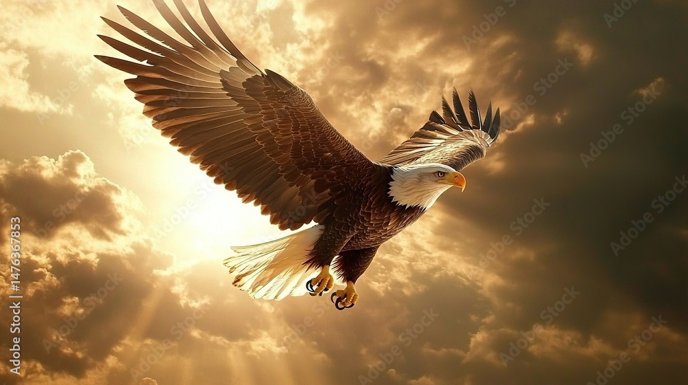 Obraz premium Majestic Bald Eagle in Flight
