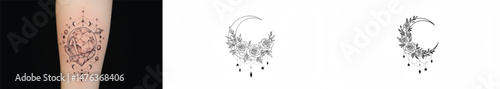 Moon and Star Tattoo Design Options for Arm | Celestial Body Art Inspiration for Skin Decoration