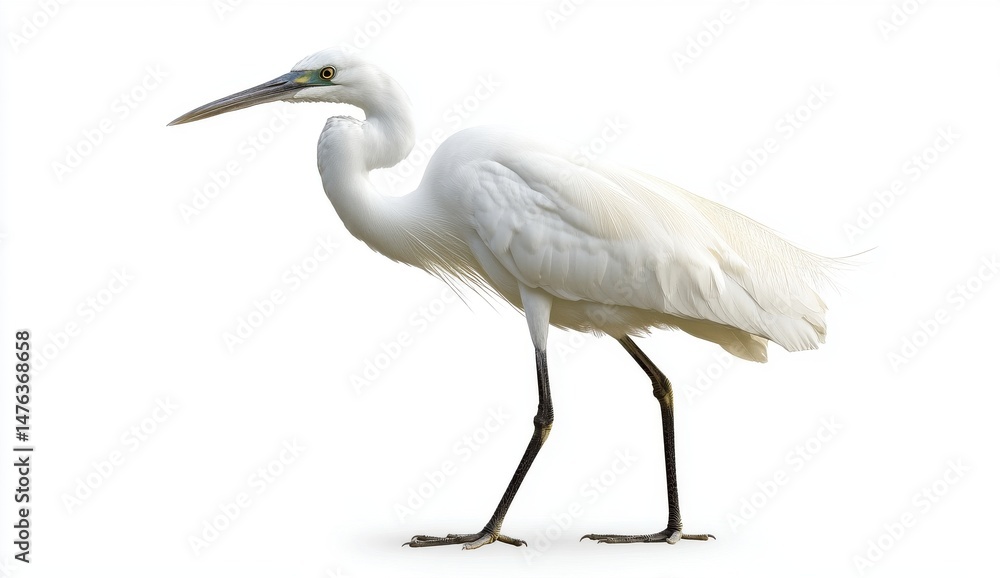 Naklejka premium White Egret Bird on White Background