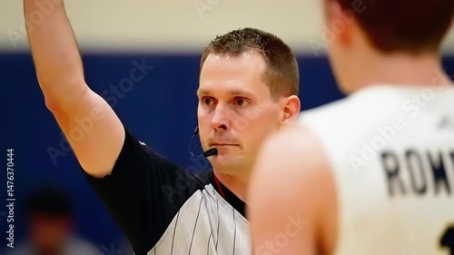 Referee making crucial decisions during intense basketball game action