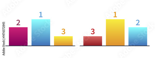 Illustration of the winners' podium. First place, second place and third place winner.