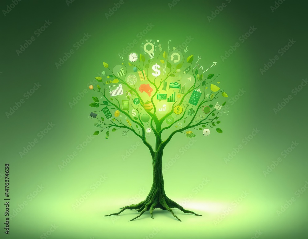 Obraz premium Natural Growth of Global Finance Concept Illustration