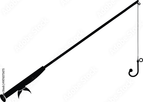fishing rod silhouette vector, fishing rod icon
