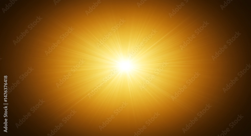 Fototapeta premium Golden Light Burst on Dark Gradient