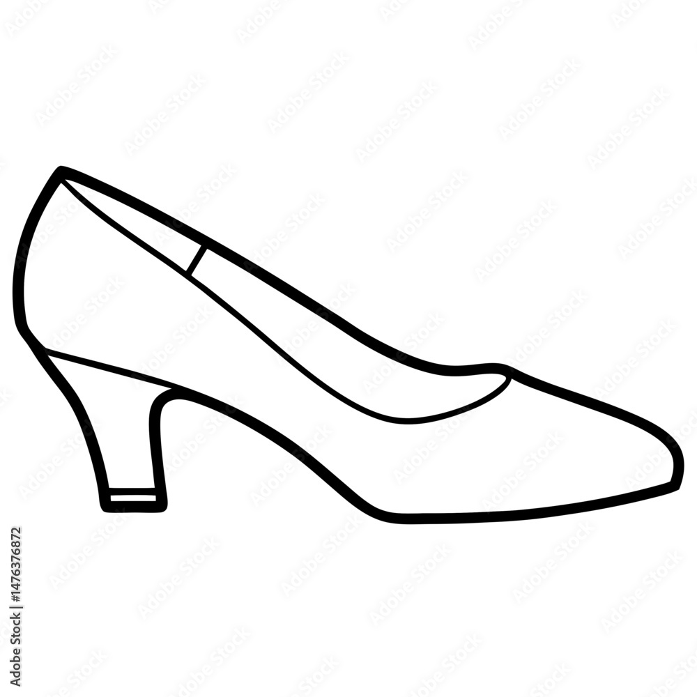 Kitten Heels Black Silhouette Vector on White Background Kitten Heels Black Silhouette Vector on White Background