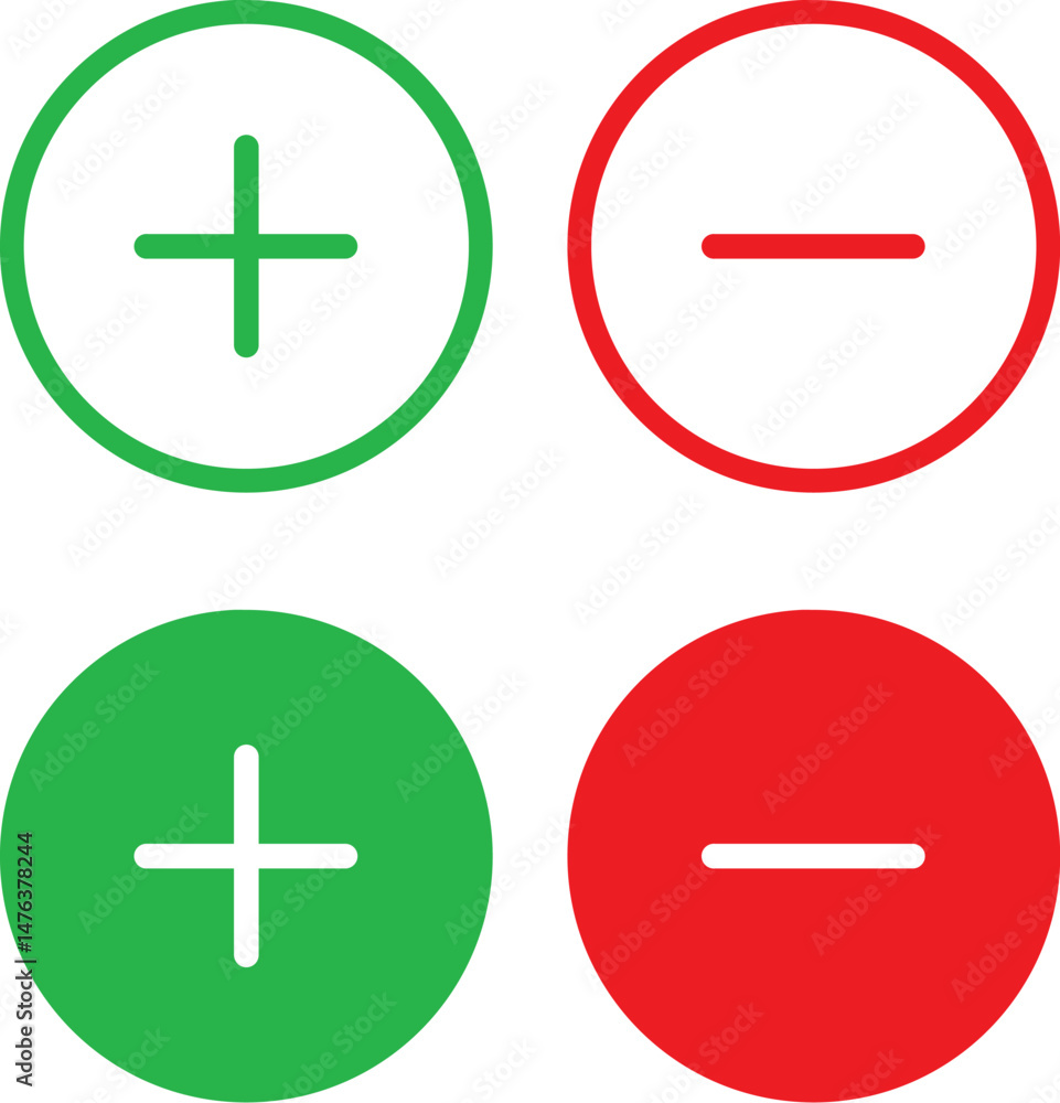 Obraz premium Plus and minus sign set. Vector art