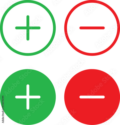 Plus and minus sign set. Vector art