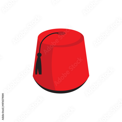 Red turkish hat fez vector isolated, turkish symbols