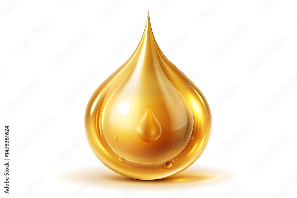 Golden Oil Droplets and Seed: Natural Beauty Product Illustration. Golden Oil Droplets and Seed: Natural Beauty Product Illustration.