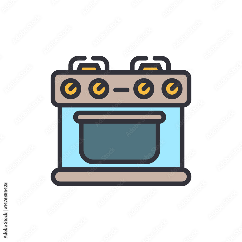 Modern Kitchen Range With Oven And Four Burners On Transparent Background Modern Kitchen Range With Oven And Four Burners On Transparent Background