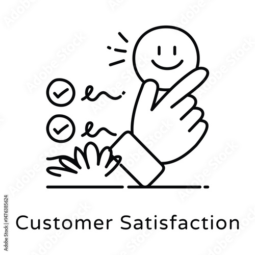 Customer Satisfaction Vector Outline Style Icon. Eps 10 File