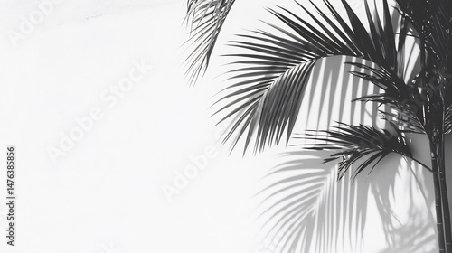 Tropical palm leaf shadow on white wall background minimal summer vibe ideal for holiday and lifestyle branding overlay cut out on isolated transparent removed background