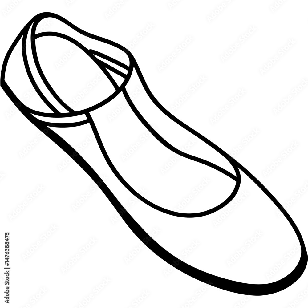 Black Ballet Flats Silhouette Vector on White Background Black Ballet Flats Silhouette Vector on White Background