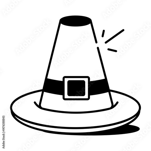 Thanksgiving pilgrim hat icon in doodle style
