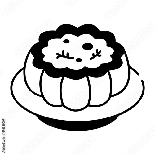 An icon of stuffed pumpkin designed in doodle style
