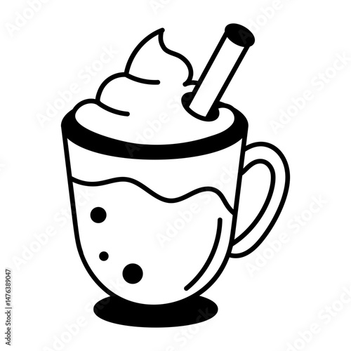 Drawing style icon depicting mug of spiced eggnog
