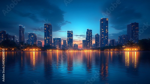 Wallpaper Mural Nighttime urban skyline glowing brightly lights high resolution images Torontodigital.ca