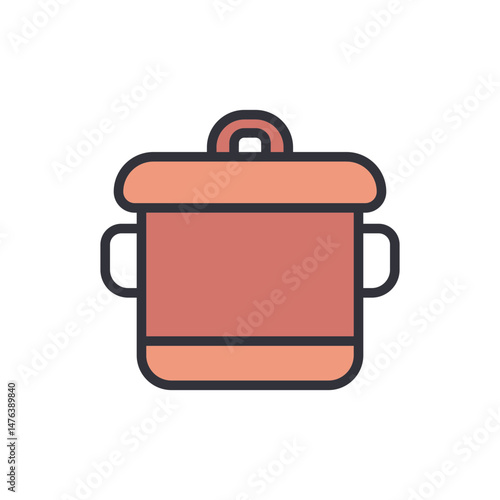 Simple Illustration Of A Covered Cooking Pot With Handles And Lid