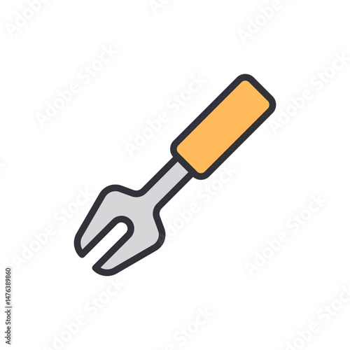 Simple Spanner Illustration With Transparent Background And Yellow Handle