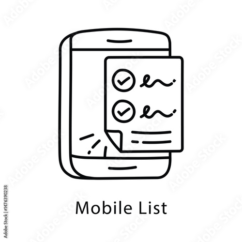 Mobile List Vector Outline Style Icon. Eps 10 File