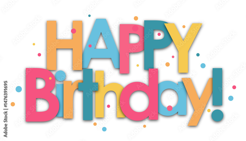 Fototapeta premium HAPPY BIRTHDAY colourful typography banner on transparent background