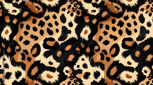 Leopard tiger animal skin seamless pattern texture print background