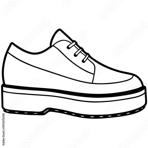 Platform Shoes Black Silhouette Vector on White Background