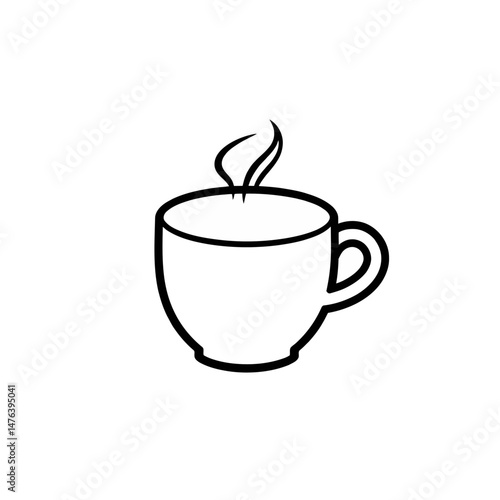 Simple Line Drawing Hot Coffee Cup Icon Design Graphic Element for Website Mobile App Illustration Breakfast Beverage Mug Warm Drink Hot Beverage Caffeine Energy Morning Routine Daily Ritual Cozy     