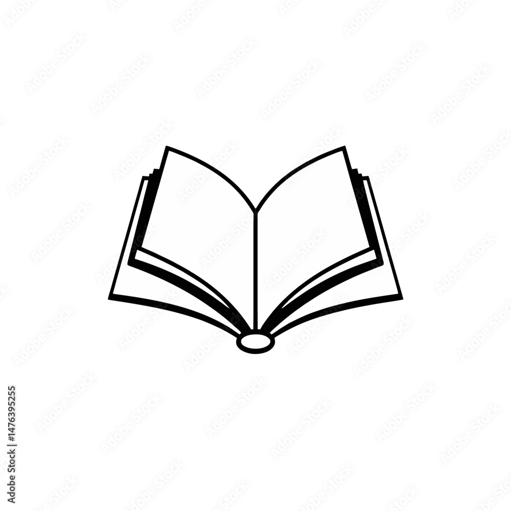 Simple Open Book Icon Design Black and White Minimalist Book Illustration Open Book Pages Knowledge Symbol Education Literature Reading Textbook Graphic Design Element Vector Image for Website Simple Open Book Icon Design Black and White Minimalist Book Illustration Open Book Pages Knowledge Symbol Education Literature Reading Textbook Graphic Design Element Vector Image for Website