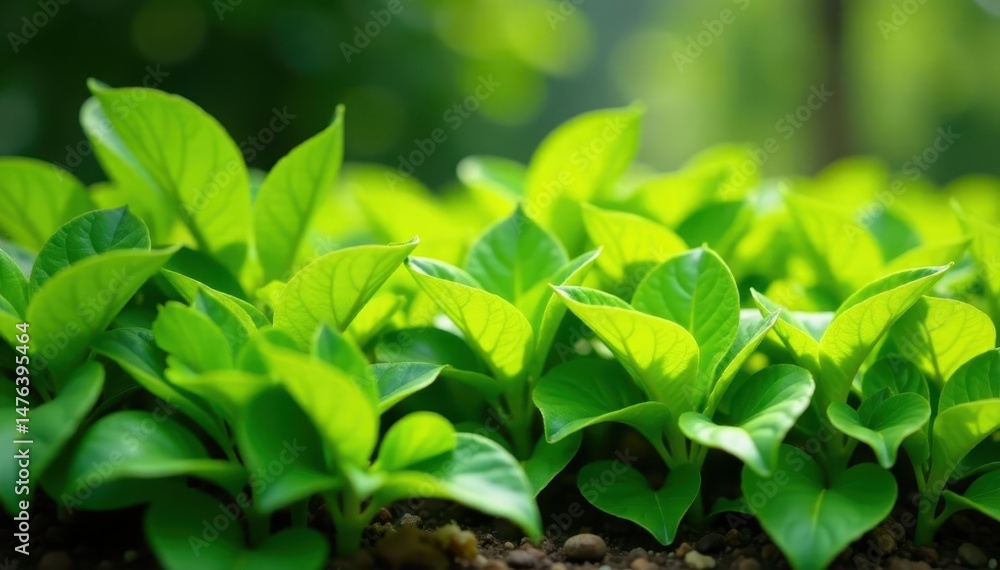 Obraz premium Lush organic greens in a sunny garden row, healthy leaves abundant, produce, natural