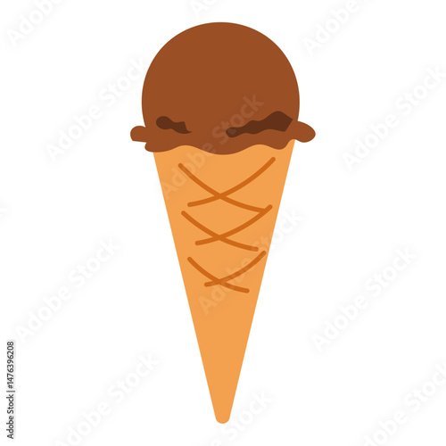 chocolate scoop ice cream cone illustration
