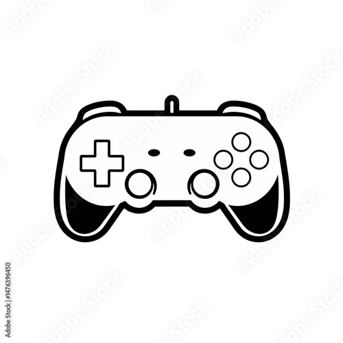 Simple Black and White Gamepad Controller Icon Design Digital Art Graphic Game Playing Joystick Modern Minimalist Vector Illustration for Video Game App Website User Interface Design Element Xbox     
