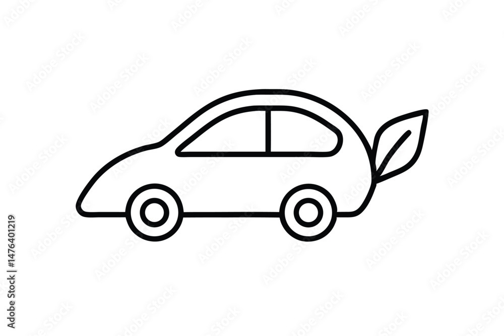 Fototapeta premium Eco-Friendly Car Logo with Leaf and Electric Vehicle Symbol 