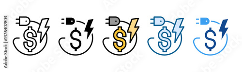 Energy Prices Icon Set Multiple Style Collection