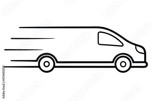 Express Delivery Van Logo with Speed and Motion Blur Effect
