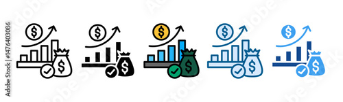 Economic Recovery Icon Set Multiple Style Collection