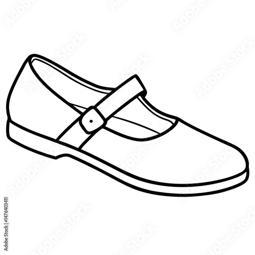 Mary Janes Black Silhouette Vector on White Background